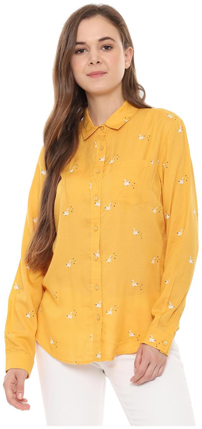

Allen Solly Women Yellow Printed Regular Fit Shirt