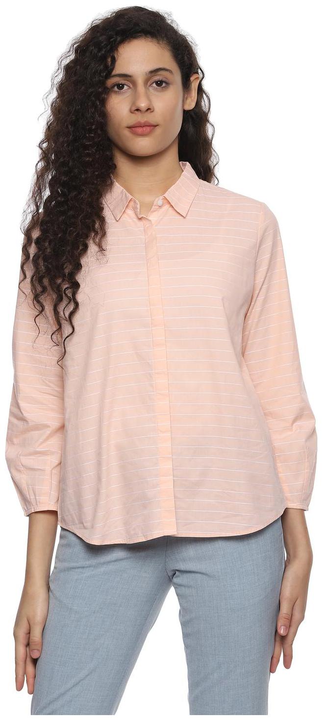 

Allen Solly Women Orange Striped Regular Fit Shirt