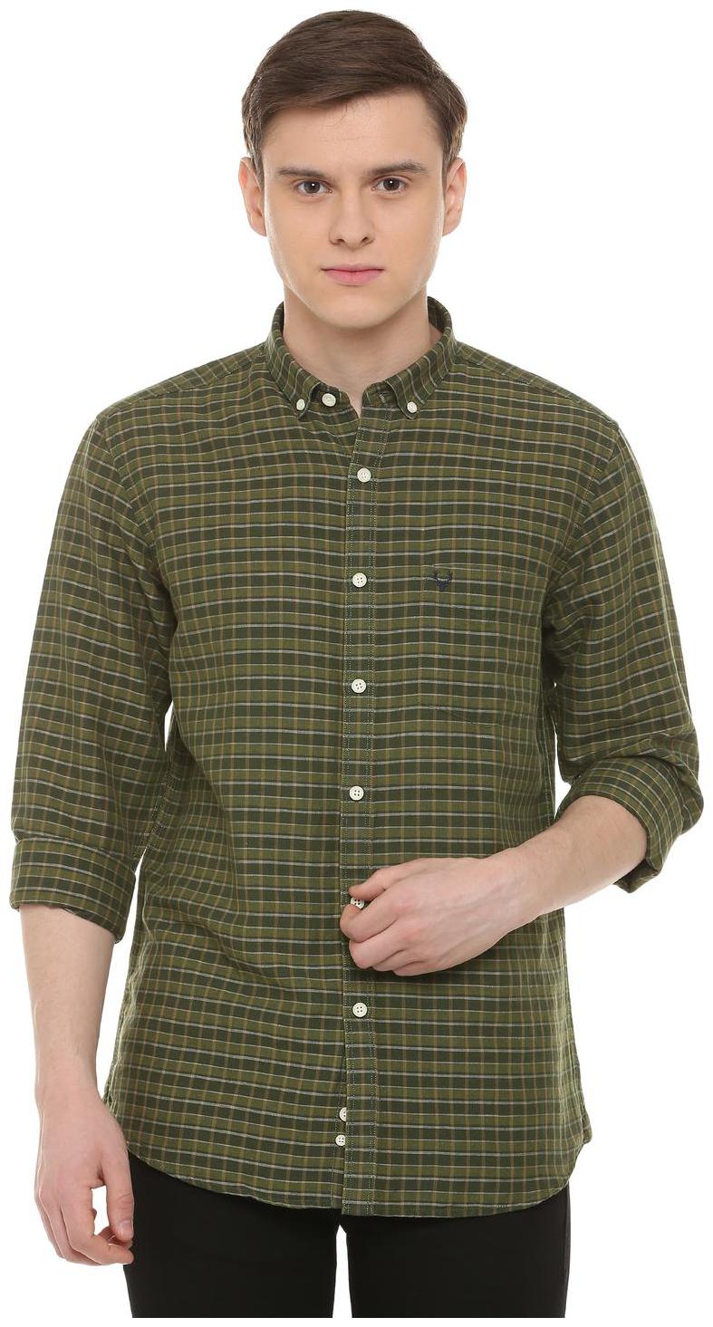 

Allen Solly Men Green Checked Regular Fit Casual Shirt