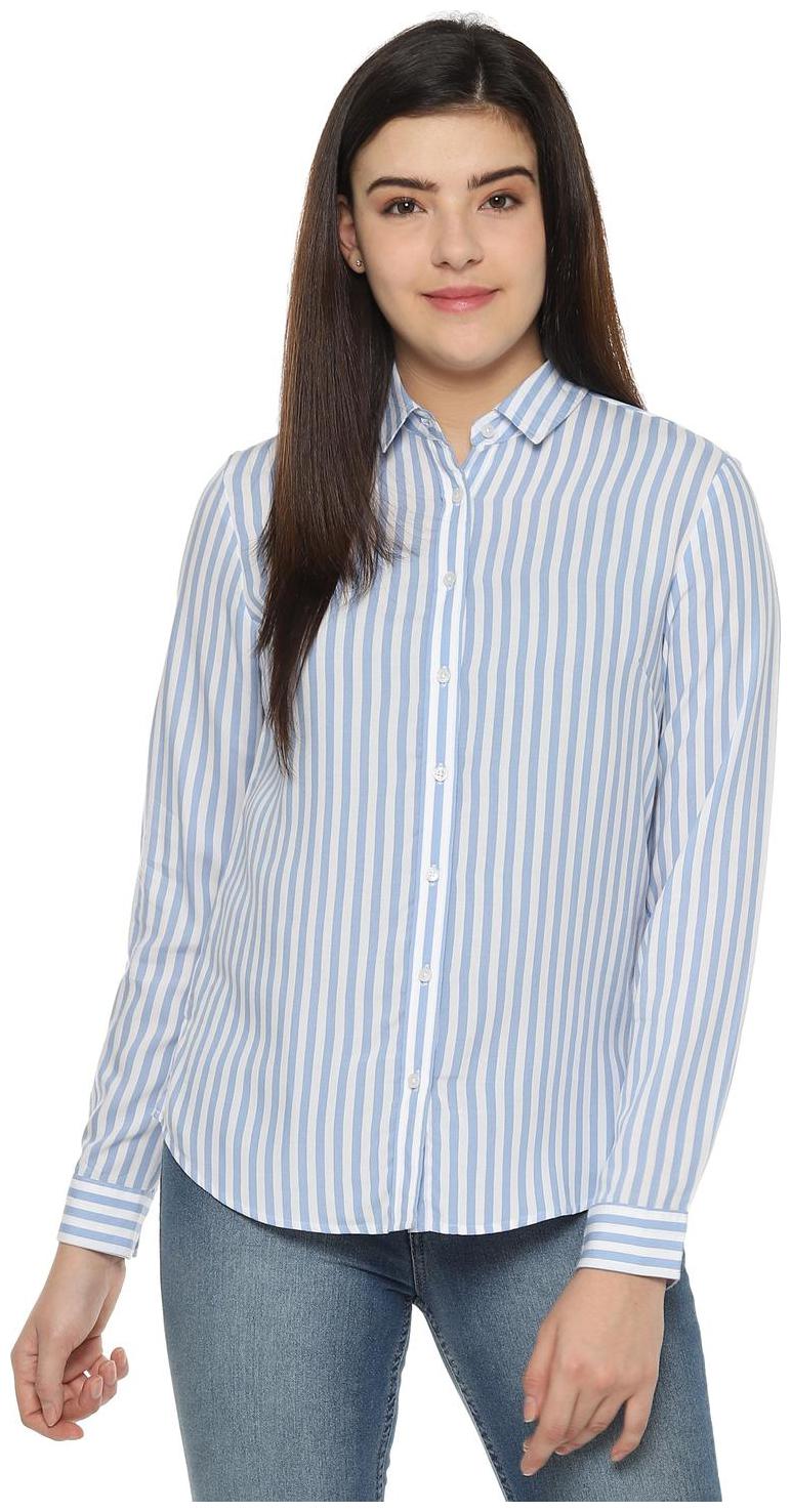 

Allen Solly Women Blue Striped Regular Fit Shirt