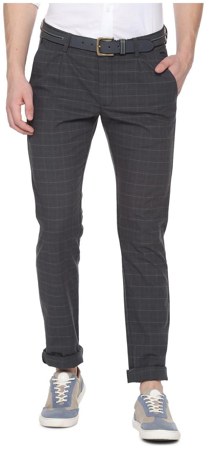 

Allen Solly Men Grey Checked Slim fit Regular trousers
