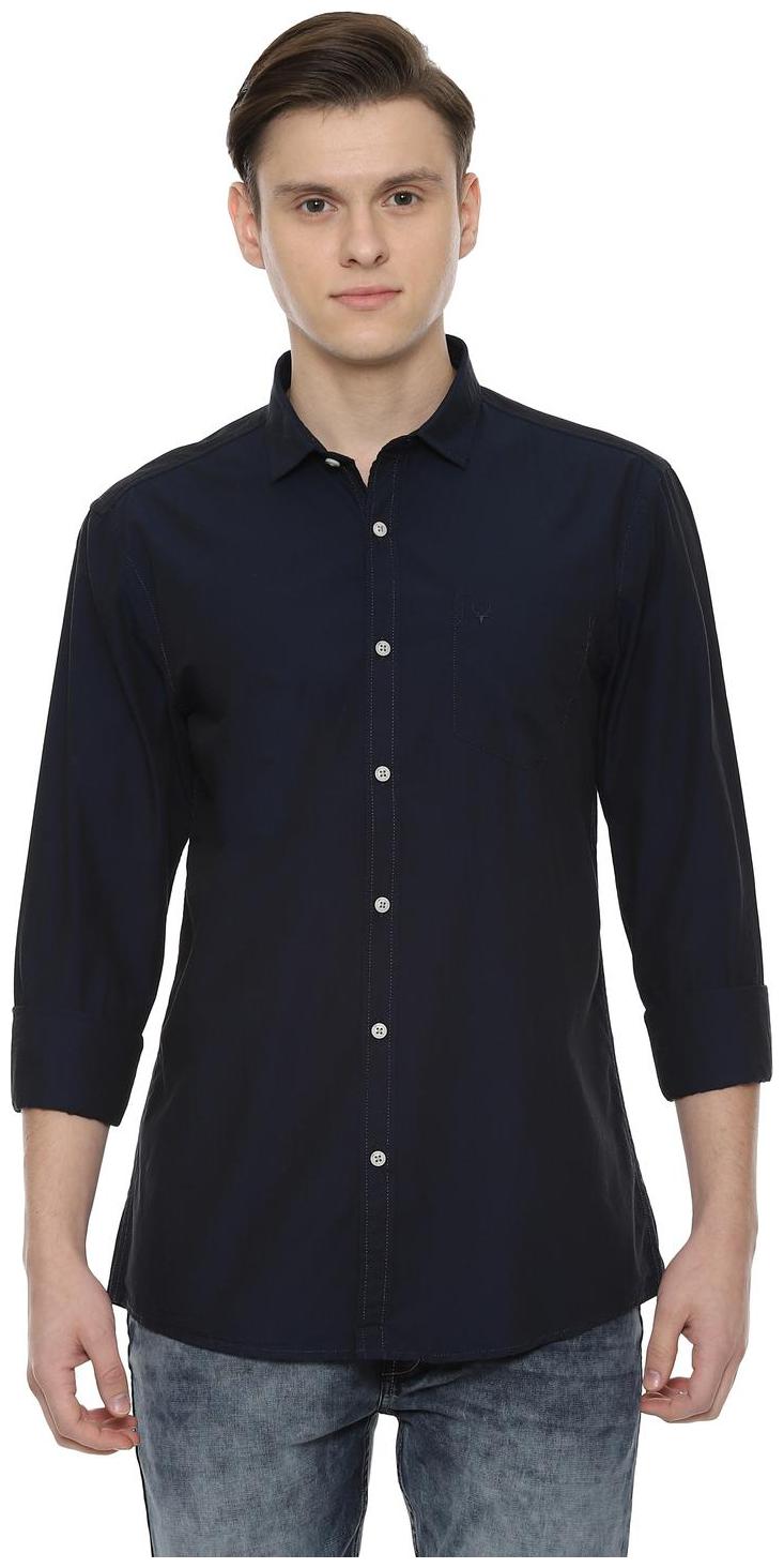 

Allen Solly Men Navy Blue Solid Regular Fit Casual Shirt