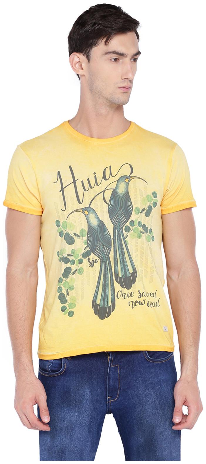 

Allen Solly Men Yellow Slim fit Cotton Round neck T-Shirt - Pack Of 1