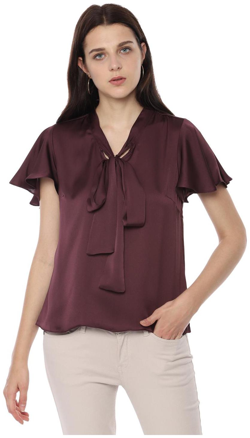 

Allen Solly Women Solid Regular top - Maroon