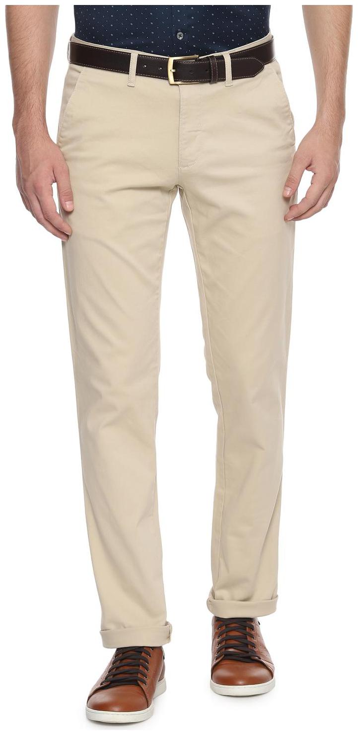 

Allen Solly Men Cream Solid Regular fit Regular trousers