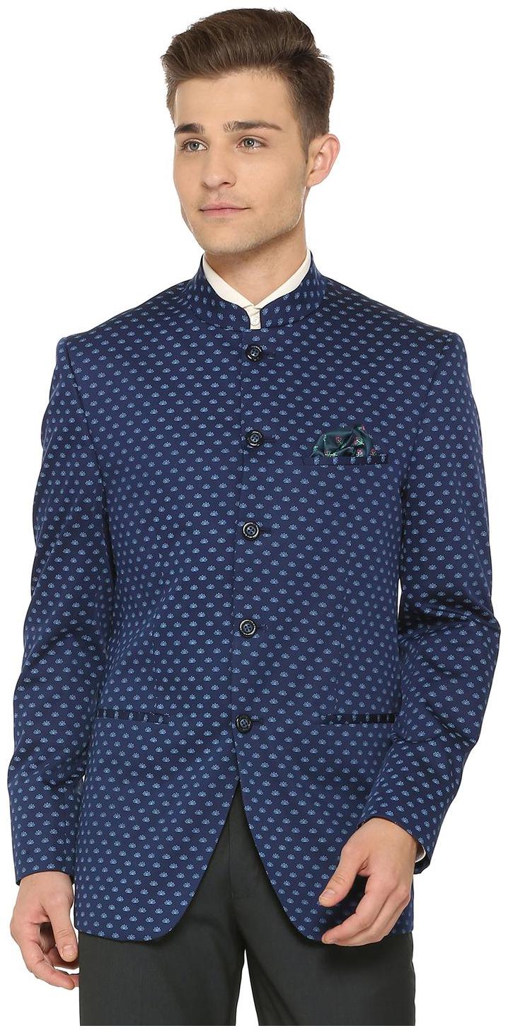 

Allen Solly Men Blue Printed Regular fit Single Breasted Blazer