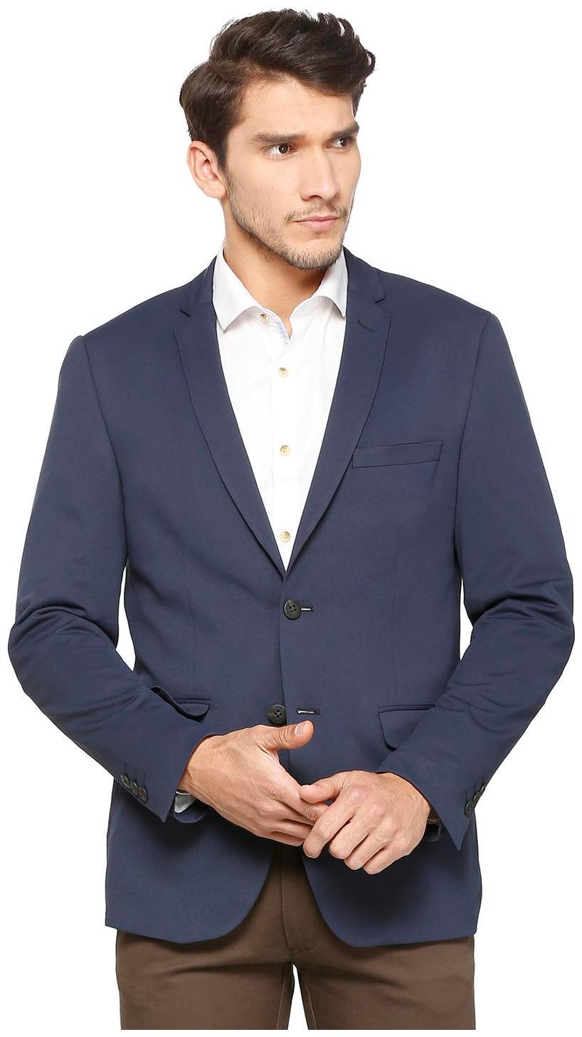 

Allen Solly Men Blue Textured Slim fit Single Breasted Blazer