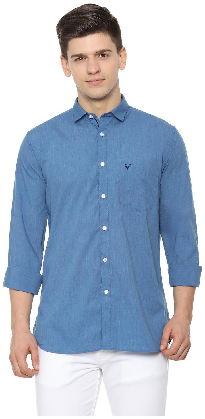 

Allen Solly Men Blue Solid Slim Fit Casual Shirt