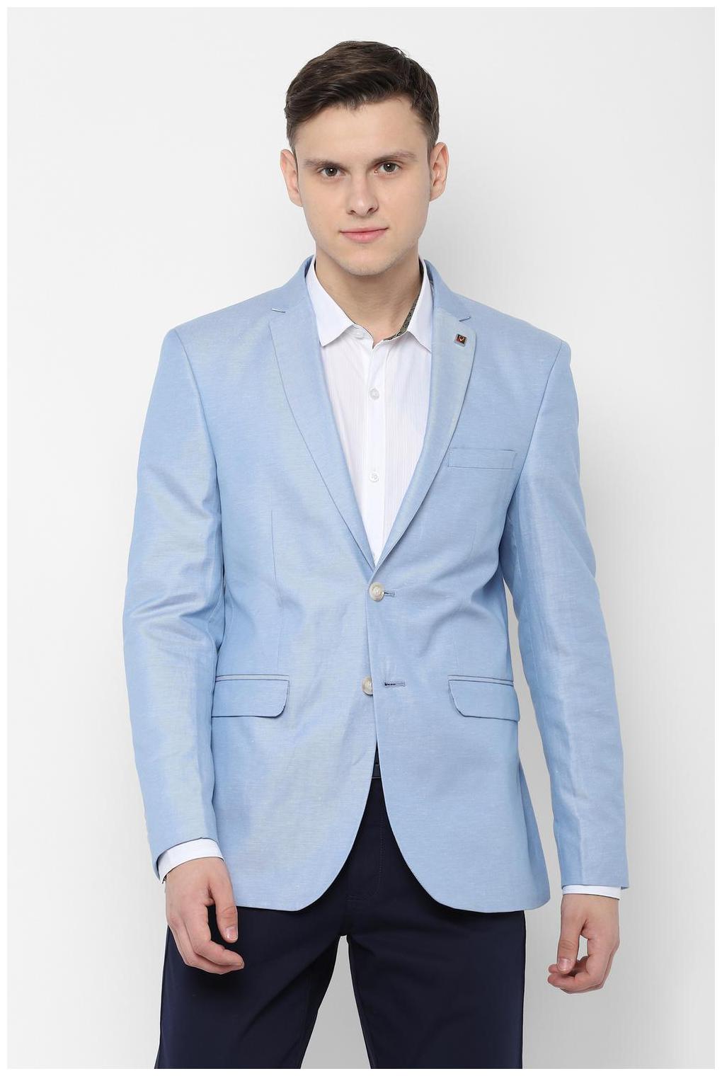 

Allen Solly Men Blue Textured Slim fit Single Breasted Blazer