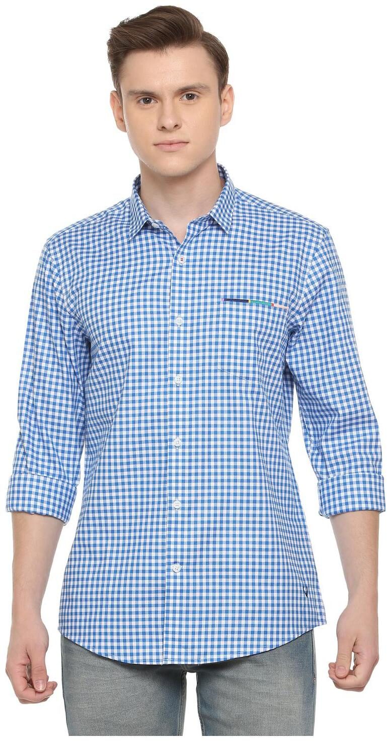 

Allen Solly Men Blue Checked Slim Fit Casual Shirt