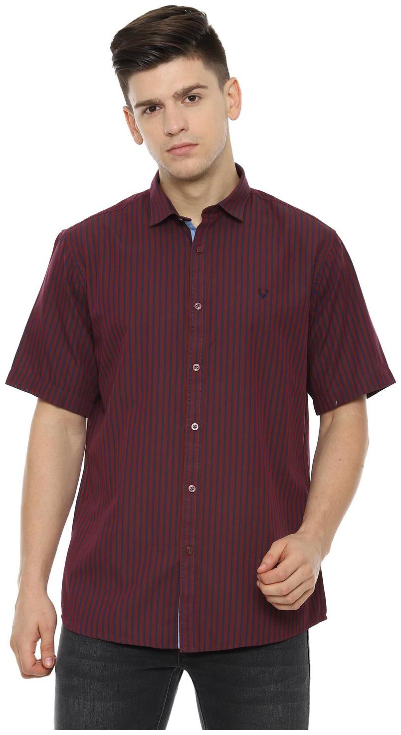 

Allen Solly Men Maroon Vertical Stripes Slim Fit Casual Shirt