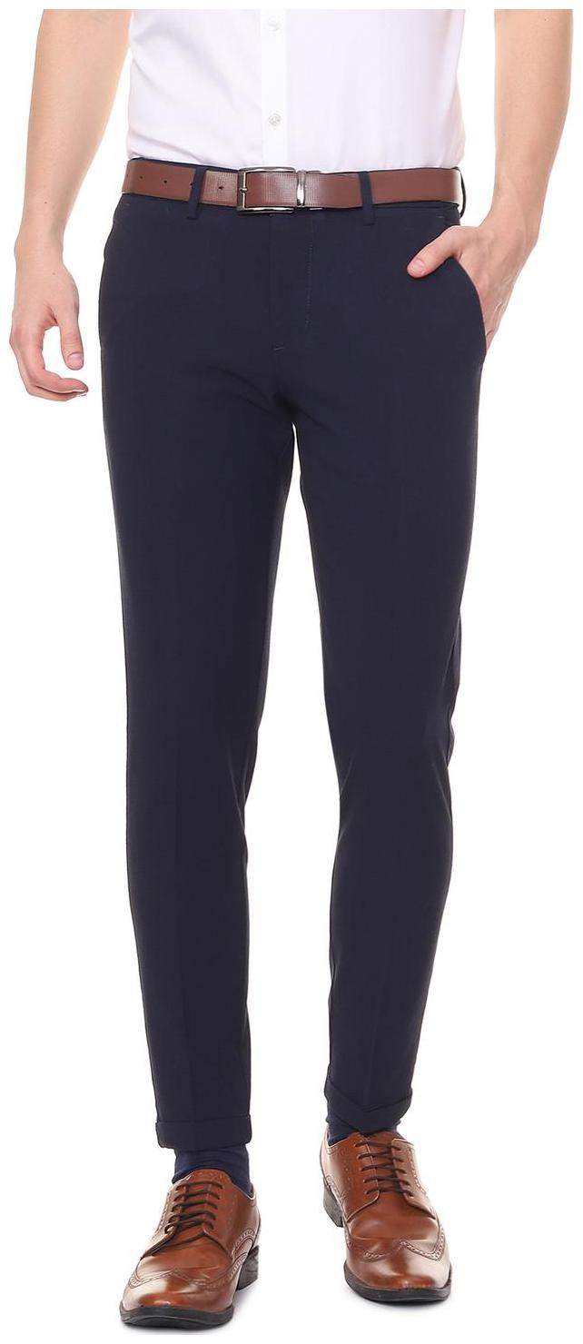 

Allen Solly Men Solid Slim Fit Formal Trouser - Blue