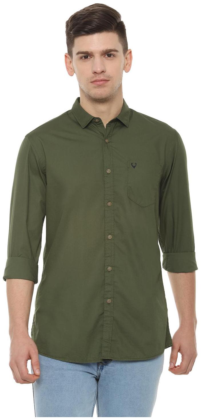 

Allen Solly Men Green Solid Regular Fit Casual Shirt