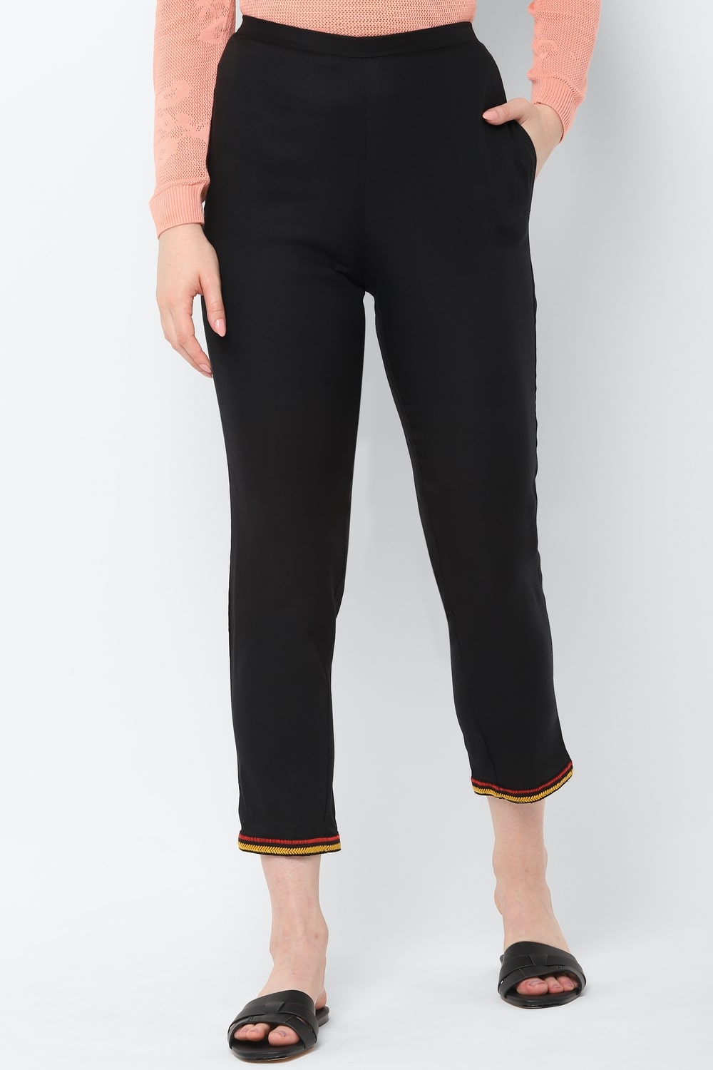 

Allen Solly Women Solid Black Trousers