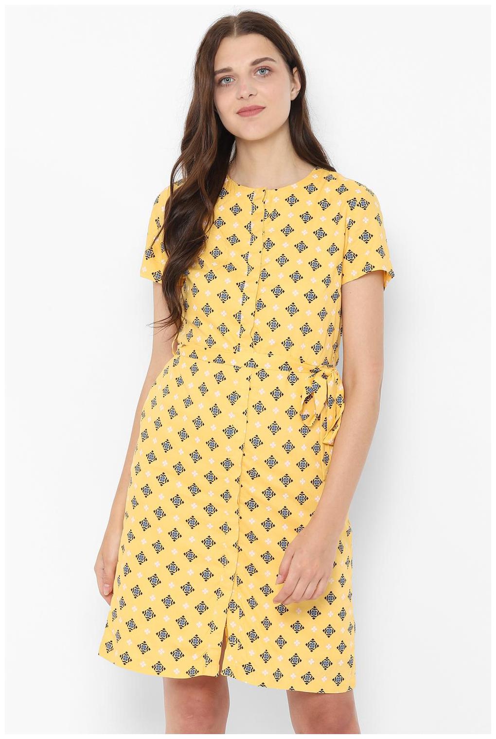 

Allen Solly Yellow Printed A-line dress