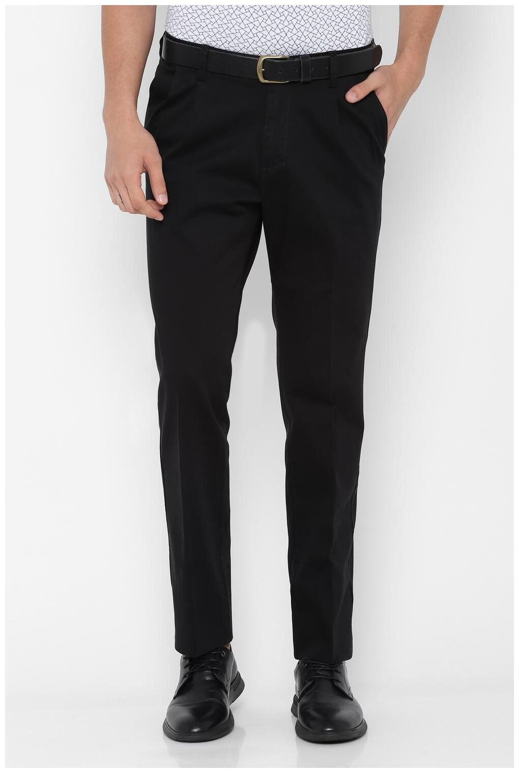 

Allen Solly Men Black Textured Regular fit Regular trousers