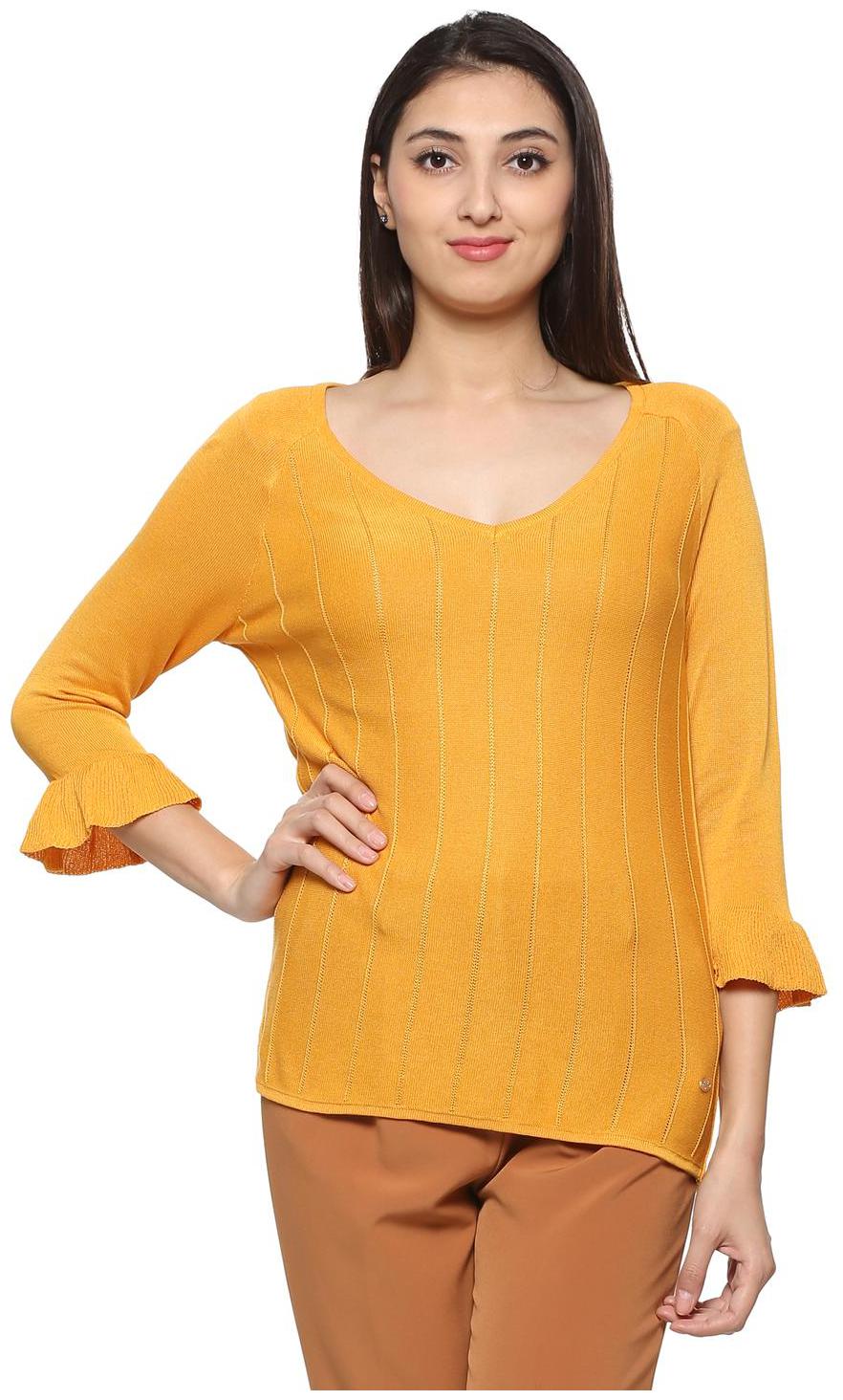 

Allen Solly Women Striped Regular top - Yellow