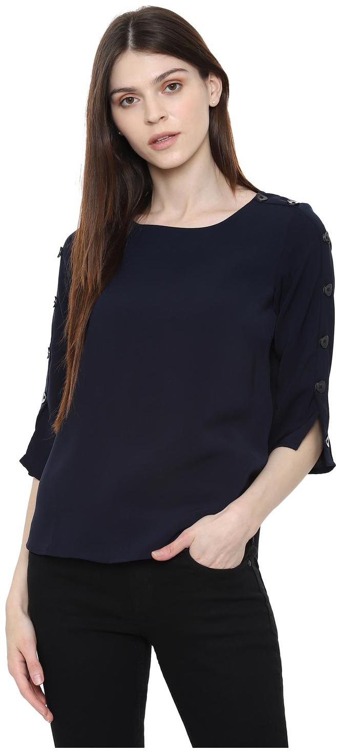 

Allen Solly Women Solid Regular top - Blue