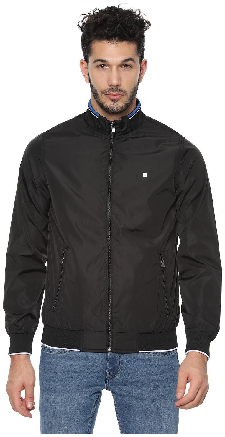 

Allen Solly Men Black Solid Bomber jacket