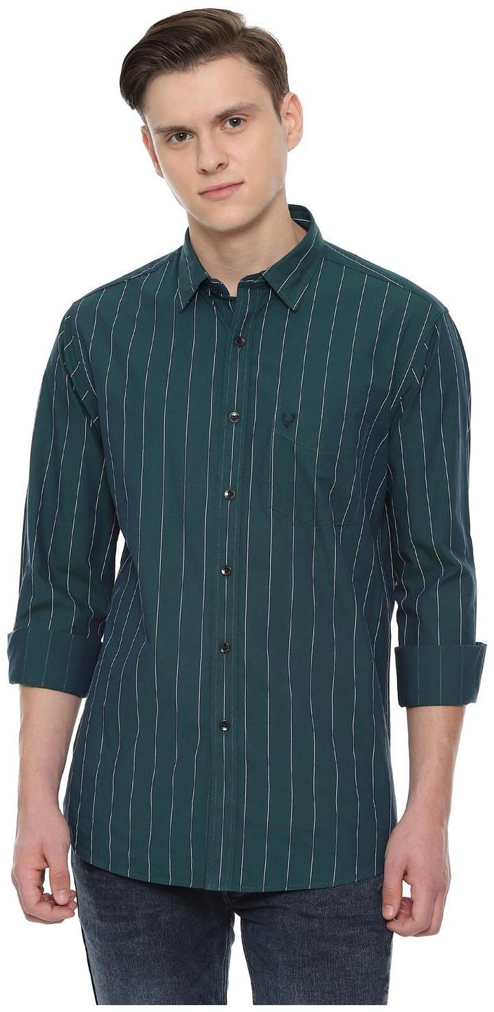 

Allen Solly Men Green Vertical Stripes Slim Fit Casual Shirt