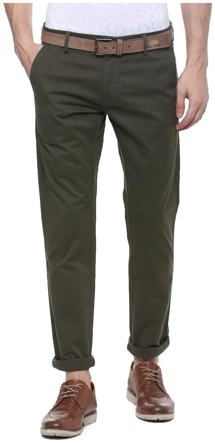 

Allen Solly Men Green Solid Slim fit Regular trousers