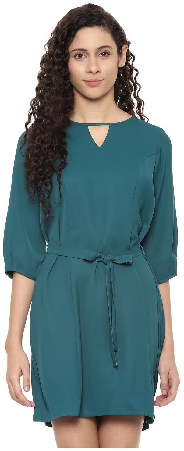 

Allen Solly Green Solid Fit flare dress