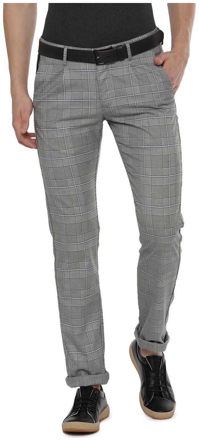 

Allen Solly Men Grey Checked Slim fit Regular trousers