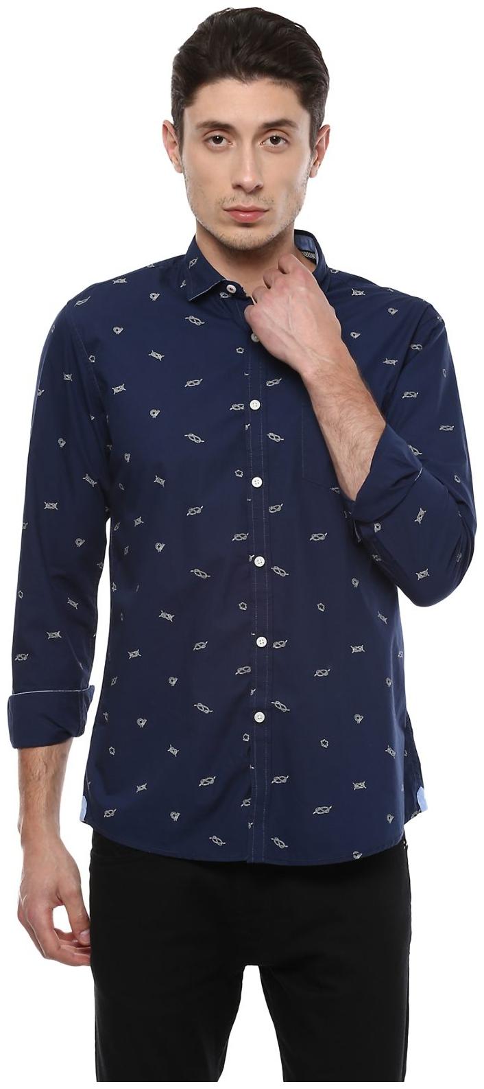 

Allen Solly Men Blue Printed Slim Fit Casual Shirt