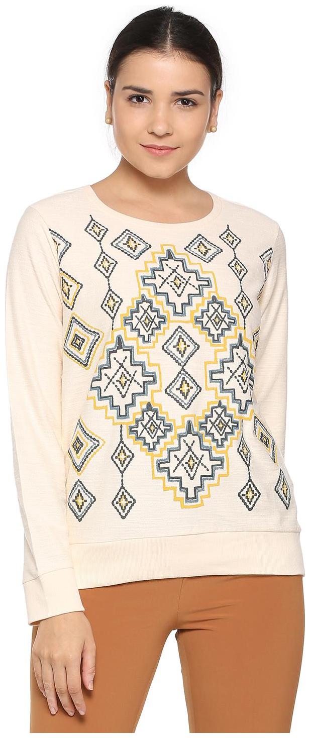 

Allen Solly Women Embroidered Sweatshirt - Beige