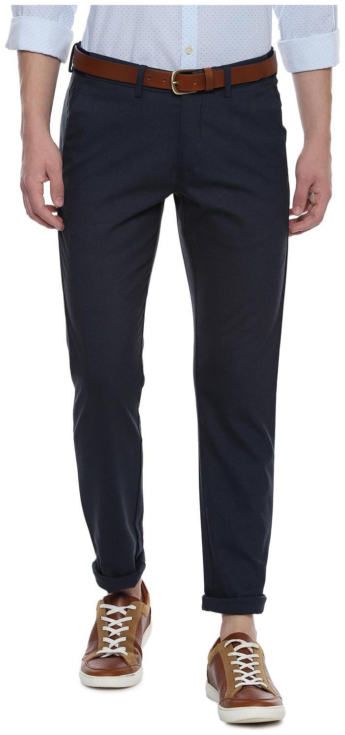 

Allen Solly Men Blue Textured Slim fit Regular trousers