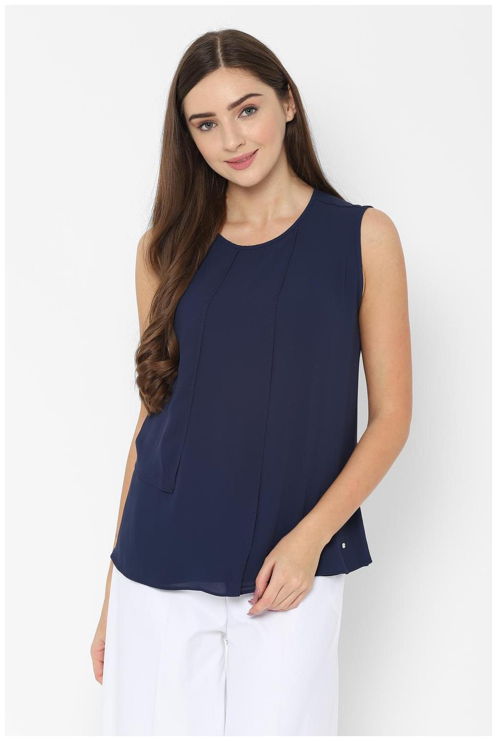 

Allen Solly Women Solid Regular top - Blue