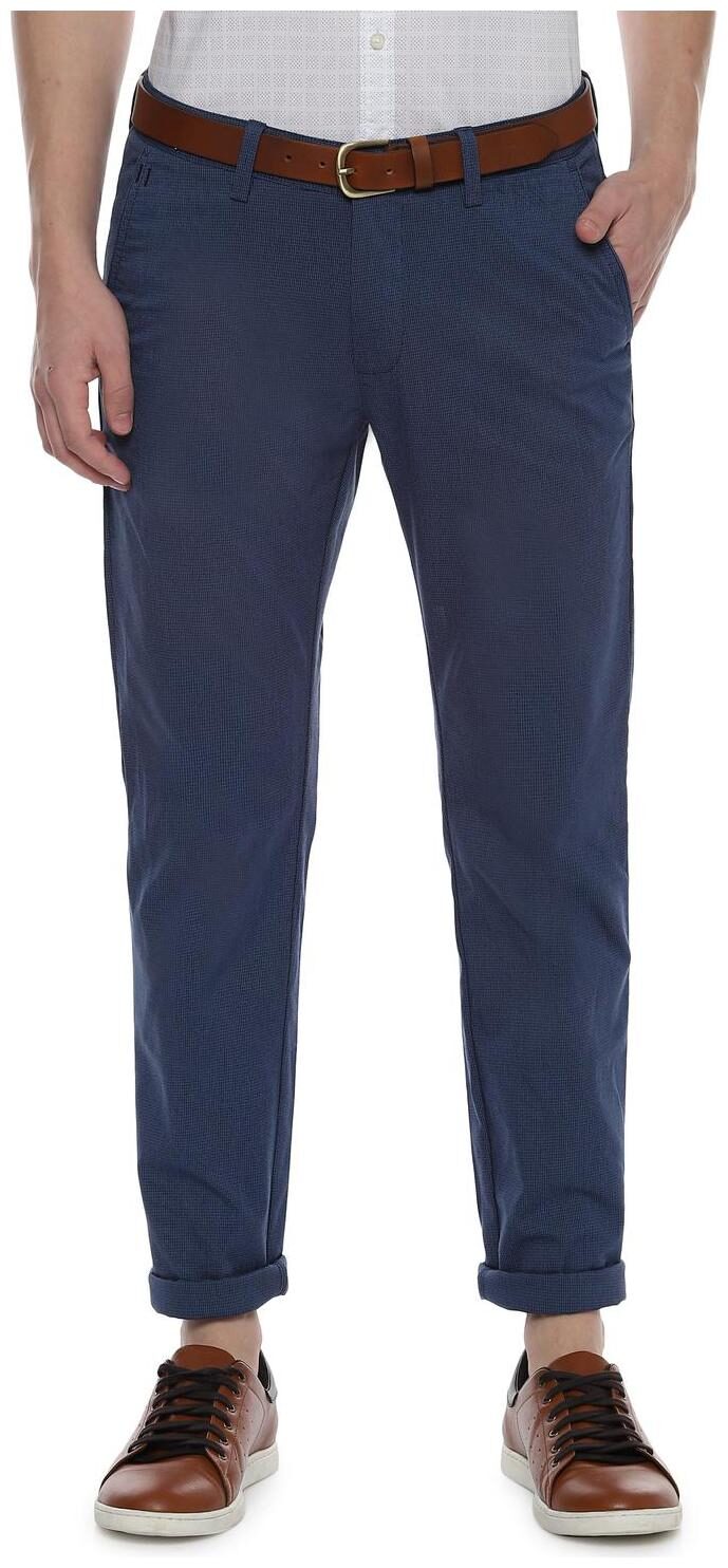 

Allen Solly Men Textured Slim Fit Formal Trouser - Blue