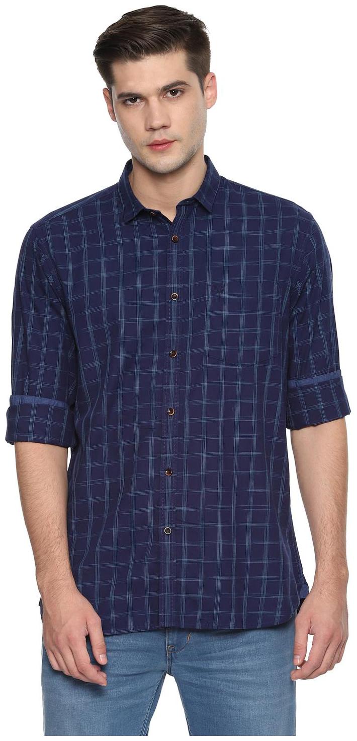 

Allen Solly Men Blue Checked Slim Fit Casual Shirt