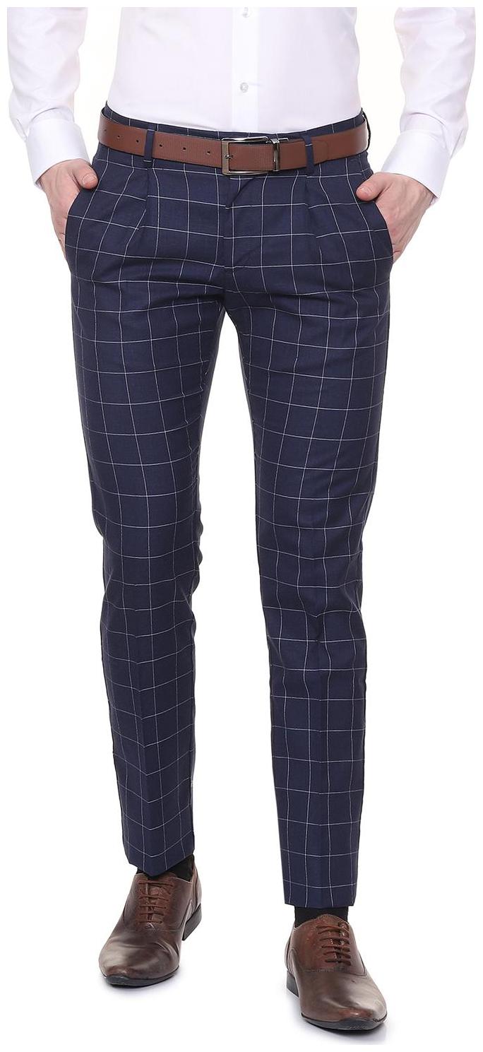 

Allen Solly Men Blue Checked Slim fit Regular trousers