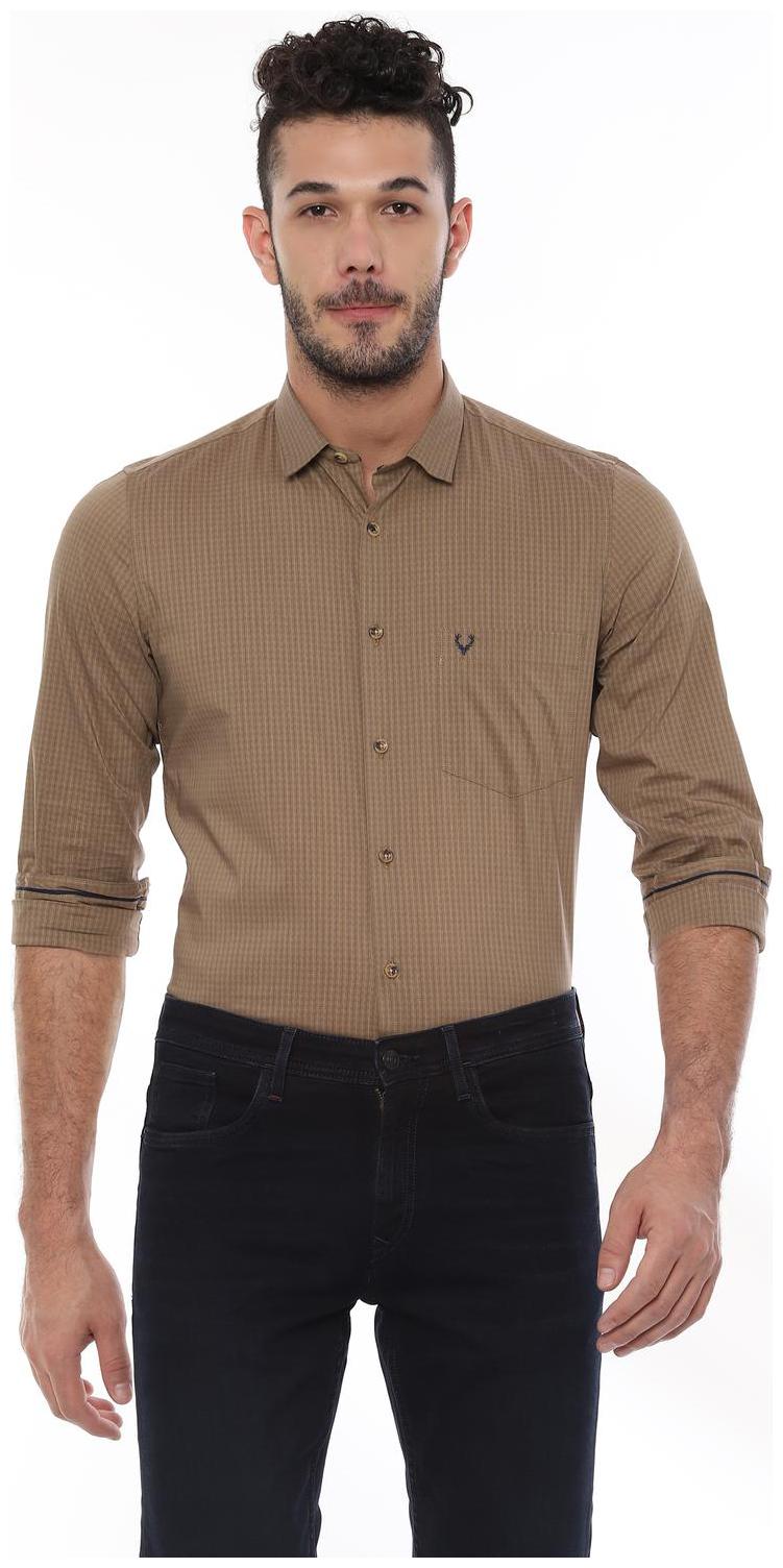 

Allen Solly Men Beige Textured Slim Fit Casual Shirt
