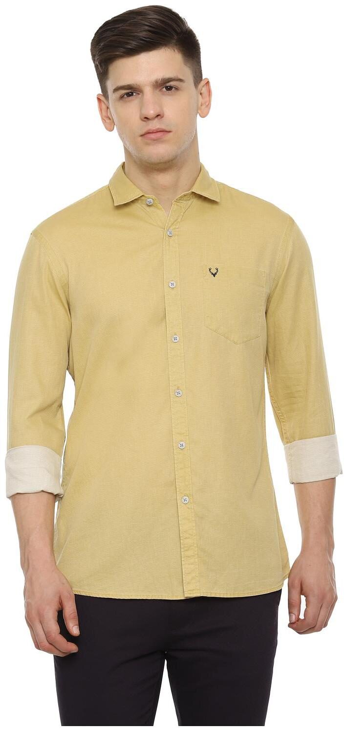 

Allen Solly Men Yellow Weaved Regular Fit Casual Shirt