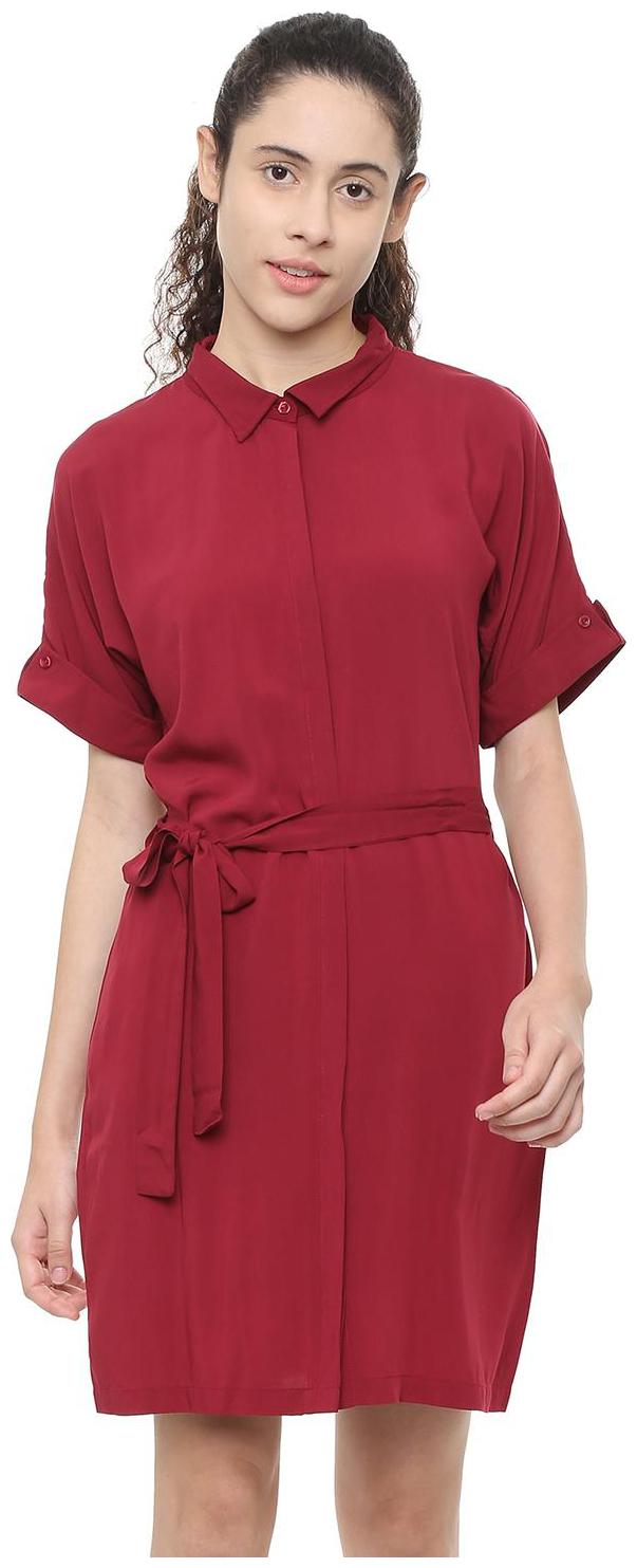 

Allen Solly Maroon Solid A-line dress