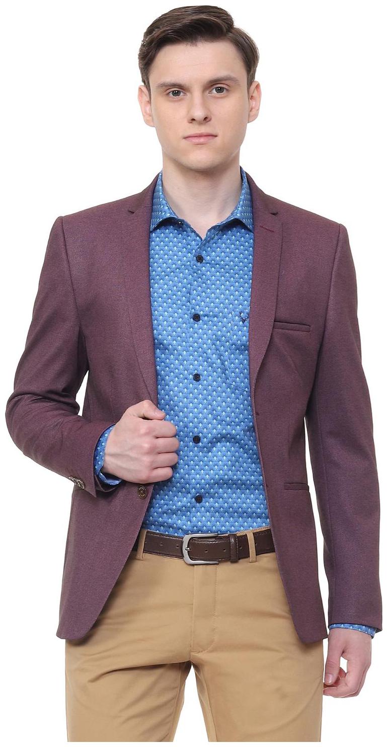 

Allen Solly Men Purple Textured Slim fit Single Breasted Blazer