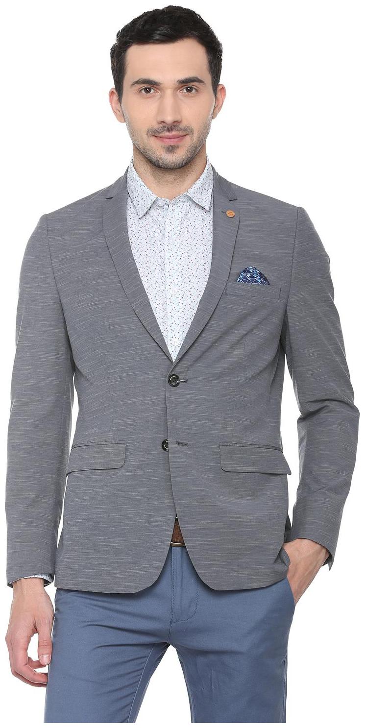 

Allen Solly Men Grey Textured Slim fit Single Breasted Blazer