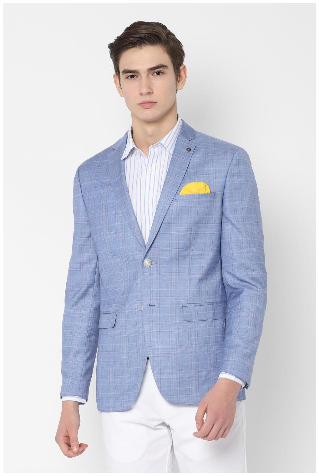 

Allen Solly Men Blue Checked Slim fit Single Breasted Blazer