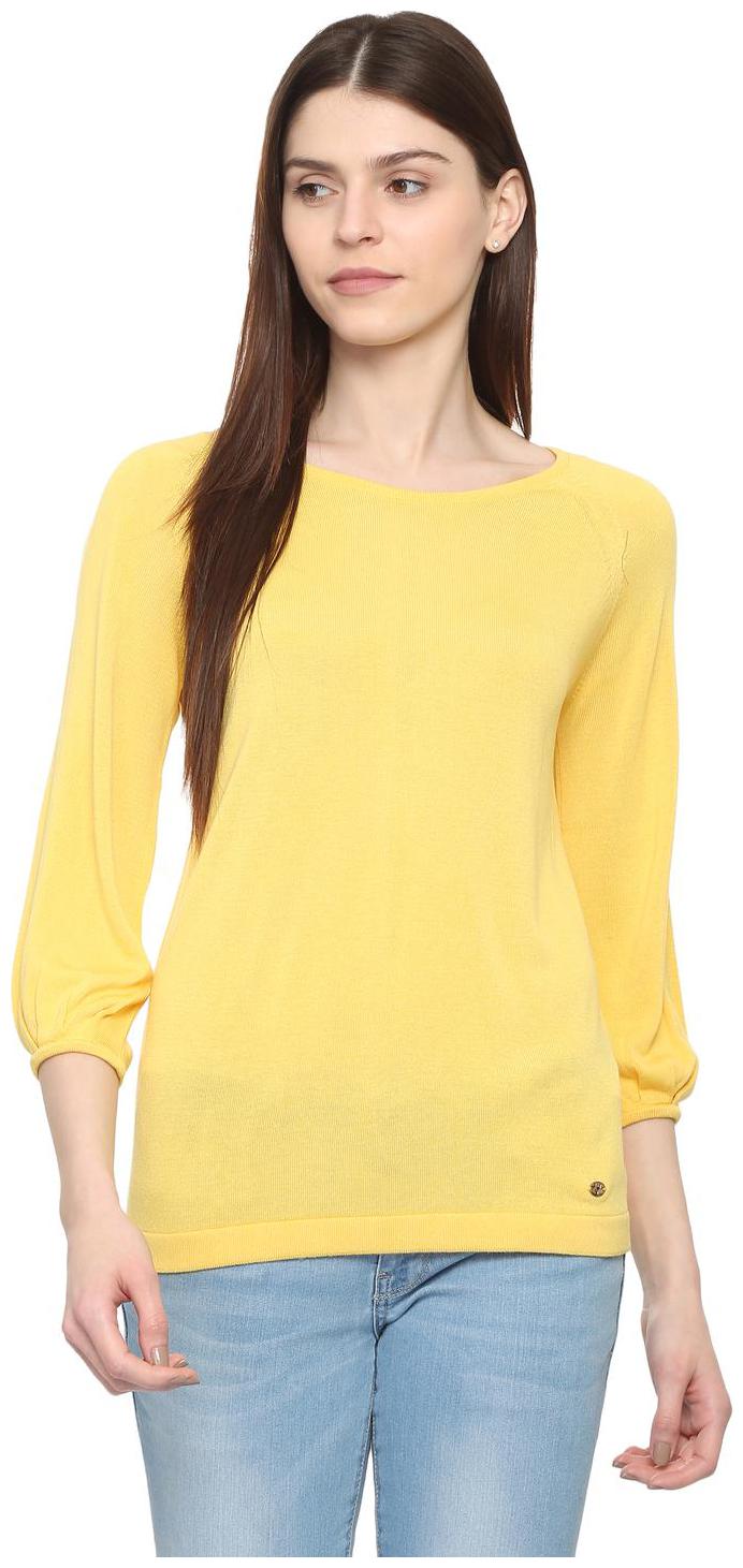 

Allen Solly Women Yellow Regular fit Round neck Viscose rayon T shirt