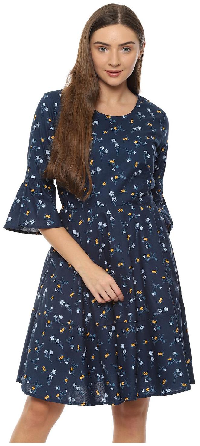 

Allen Solly Blue Printed Fit flare dress