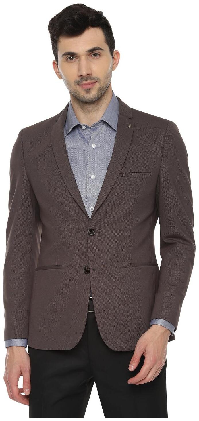 

Allen Solly Men Brown Textured Slim fit Single Breasted Blazer