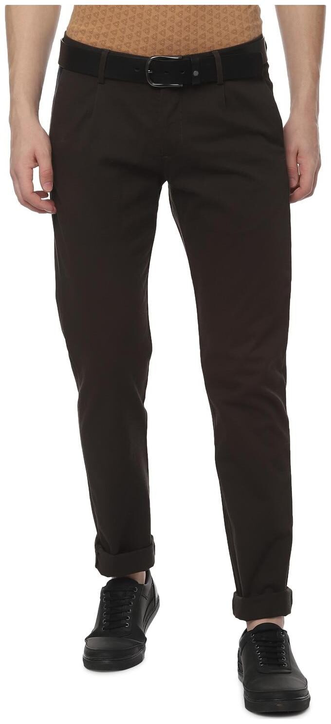 

Allen Solly Men Brown Textured Slim fit Regular trousers