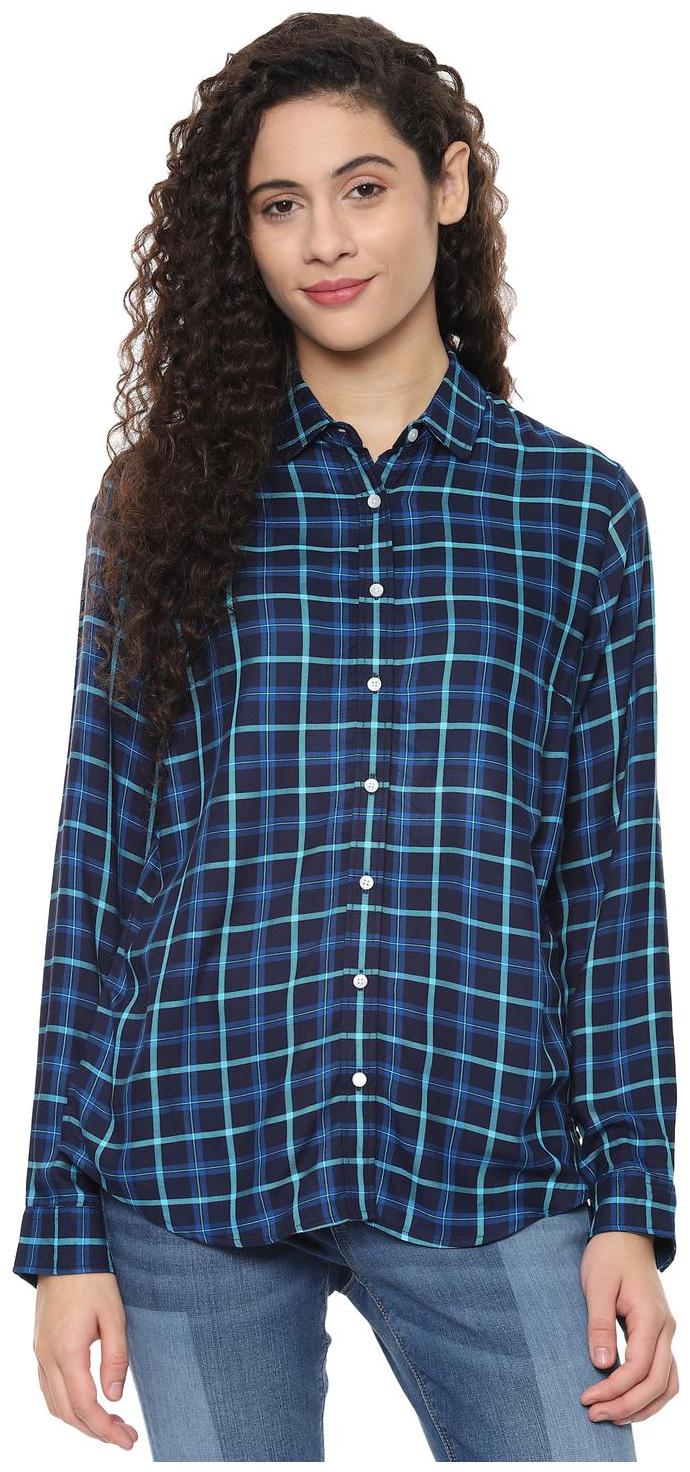 

Allen Solly Women Blue Checked Regular Fit Shirt