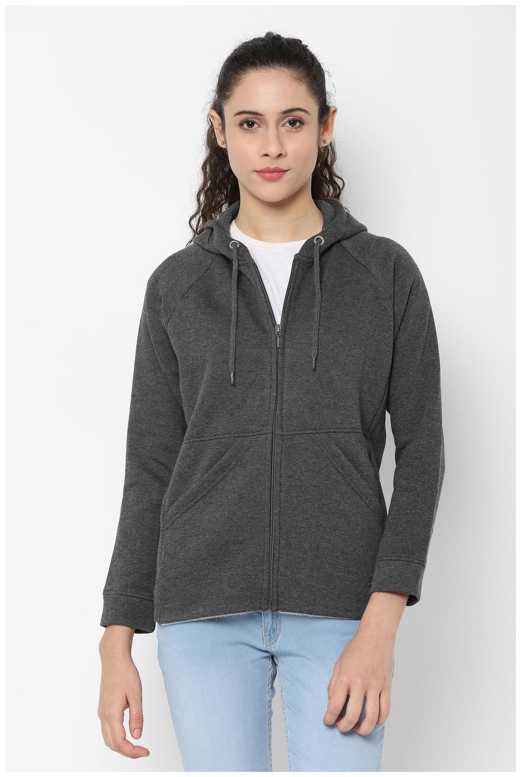 

Allen Solly Women Solid Hoodie - Grey