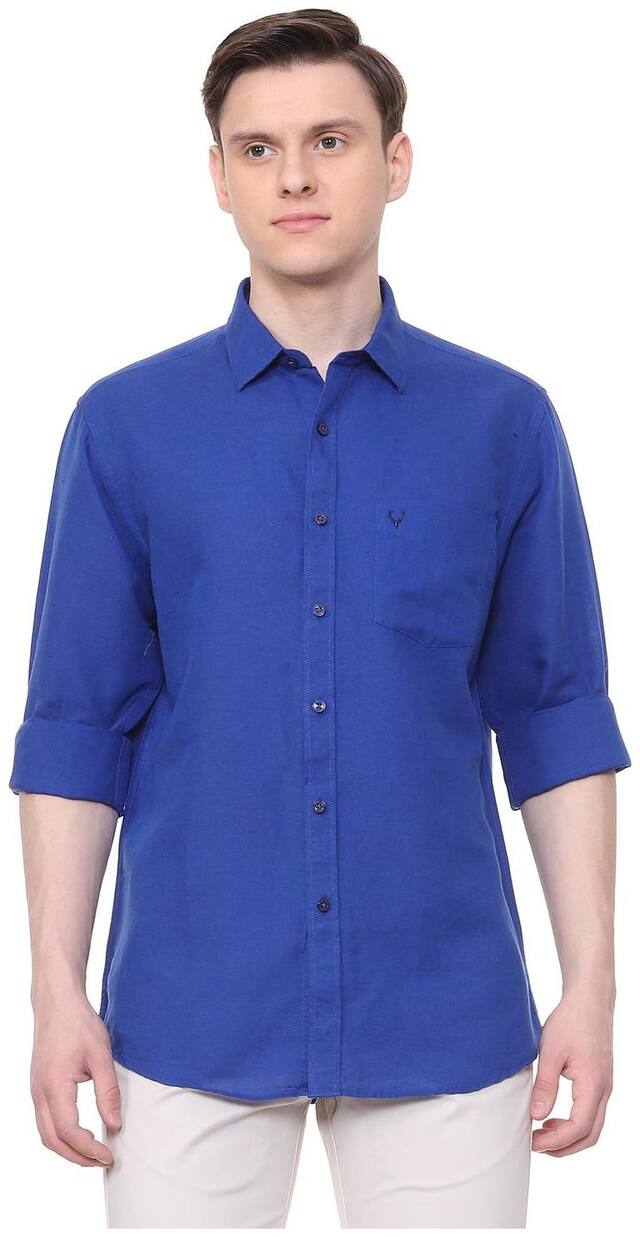 Allen Solly Men Blue Solid Slim Fit Casual Shirt