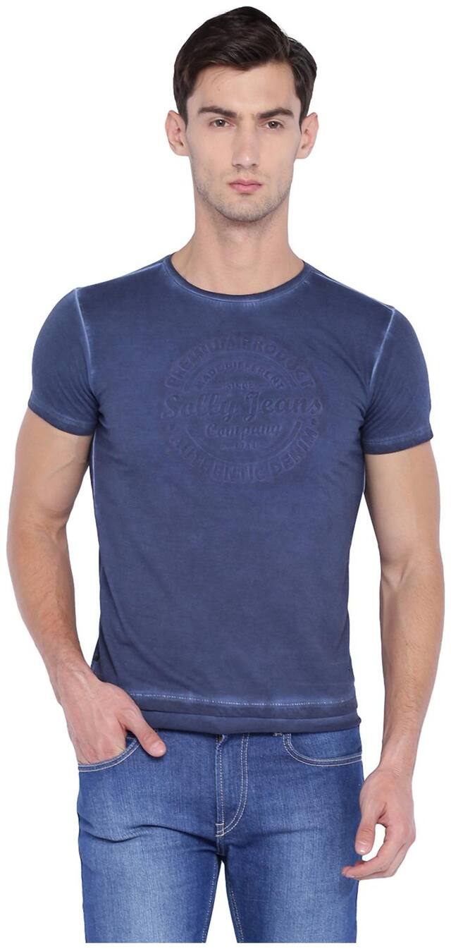 Allen Solly Men Blue Slim fit Cotton V Neck T-Shirt
