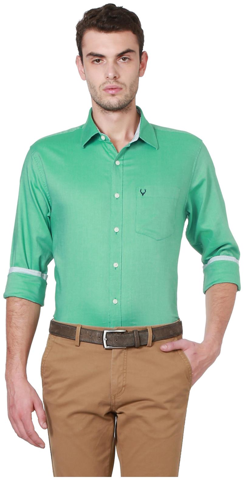 

Allen Solly Men Green Solid Slim Fit Casual Shirt