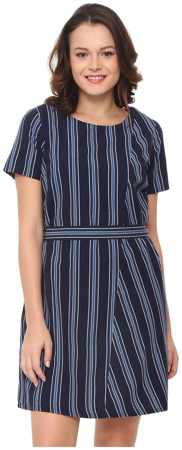 

Allen Solly Blue Striped A-line dress